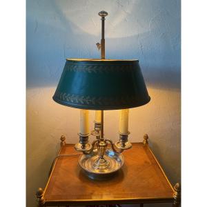 Lampe bouillotte en bronze argenté style Louis XVI