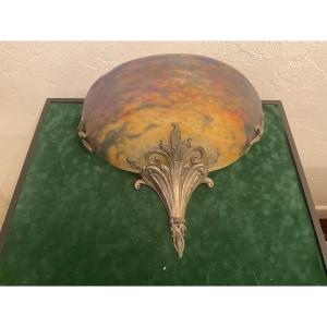 Art Nouveau Glass Wall Sconce Signed Muller In Nancy