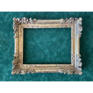 Carved Oak Frame With "flowered Corners," Featuring Original Gilding From The Louis XIV Period
