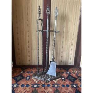 19th-century Wrought-iron Fireplace Stand 