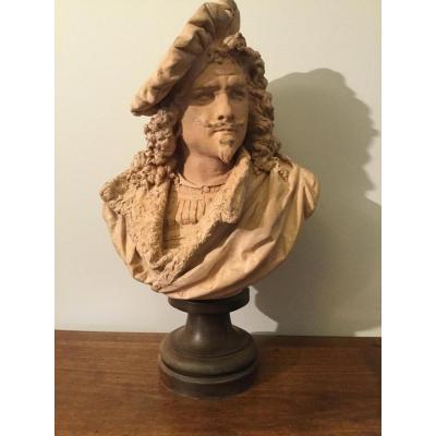 Bust Of Terra Cotta Of Rembrandt By Carrier-belleuse H: 55