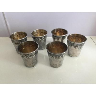 6 Silver Cups Minerva Silver