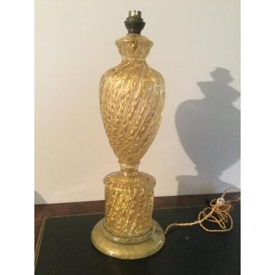 Murano Glass Lamp With Golden Paillons Barovier & Toso Circa 1970