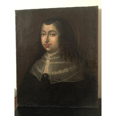 Portrait De Femme De Qualité Au Collier De Perles époque XVIIÉme 