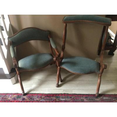 Rare Pair Of Transformable Armchairs In Prie-dieu Eighteenth Time