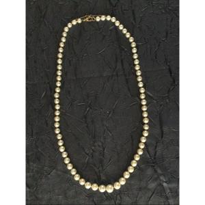 Akoya Cultured Pearl Necklace With Falling Gold Clasp