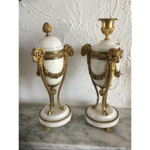 Pair Of Cassolette Convertible Into Candlestick