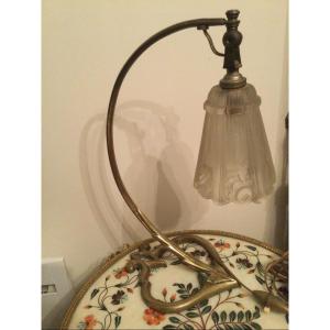 Desk Lamp Art Nouveau Glassware Signed J Robert