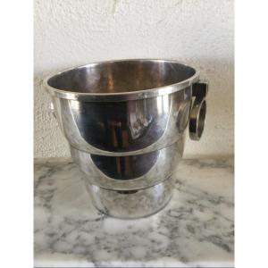 Ice Bucket, Ice Cube In Silver Metal Art Deco Period