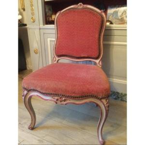 Large Louisxv Period Flat Back Chair In Two Tone Lacquered Wood