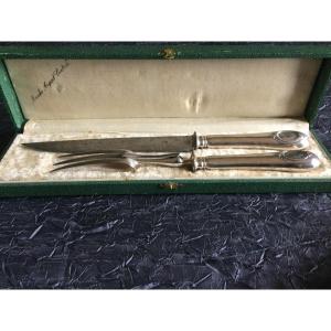 Carving Service Silver Handle Hallmark Minerva