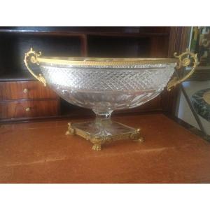 Coupe, Centre De Table En Cristal De Baccarat Et Bronze Doré 