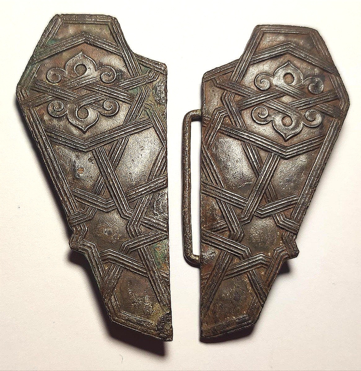 Viking Belt Buckle In Cooper And Silver,-photo-3