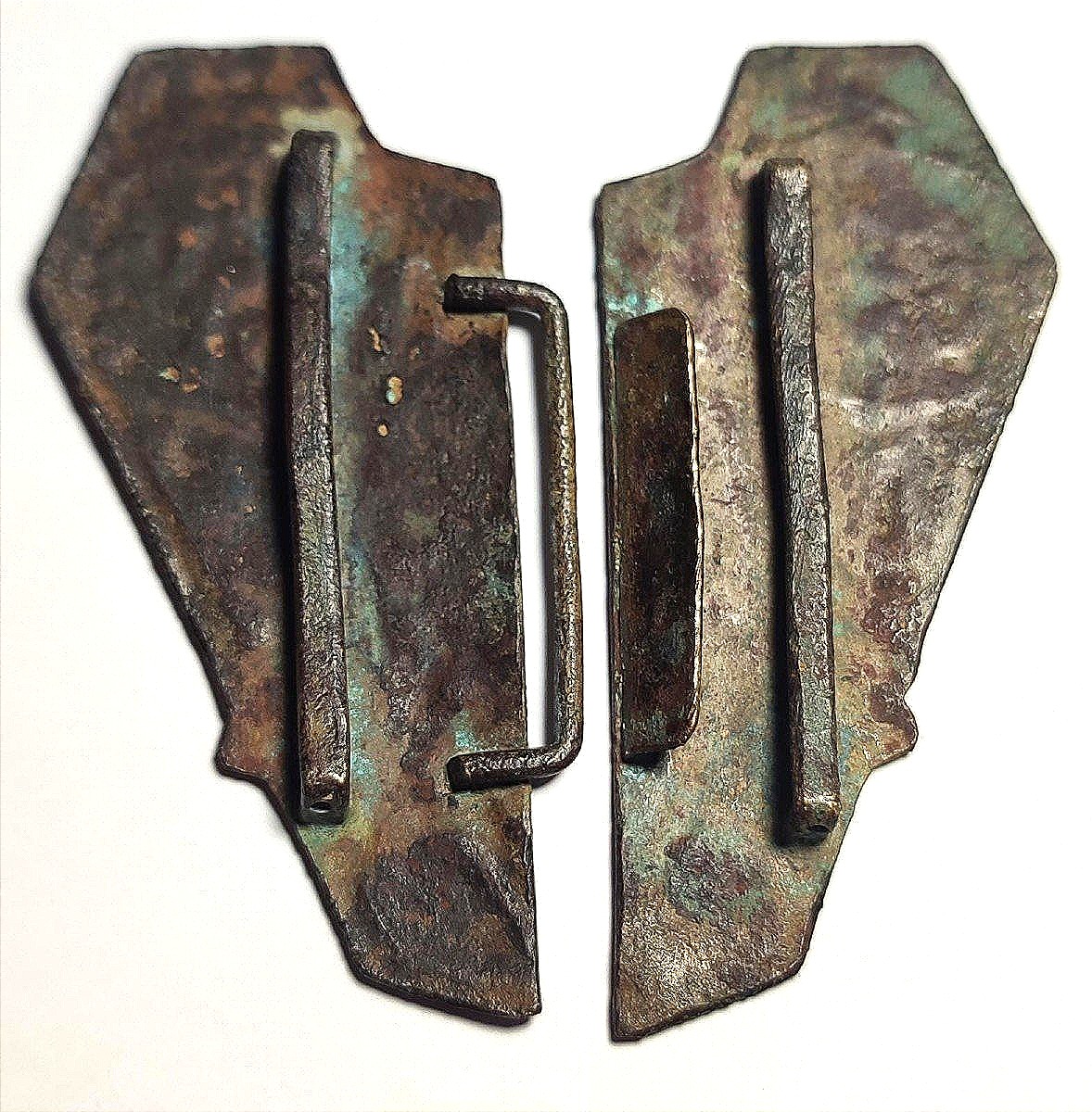 Viking Belt Buckle In Cooper And Silver,-photo-1