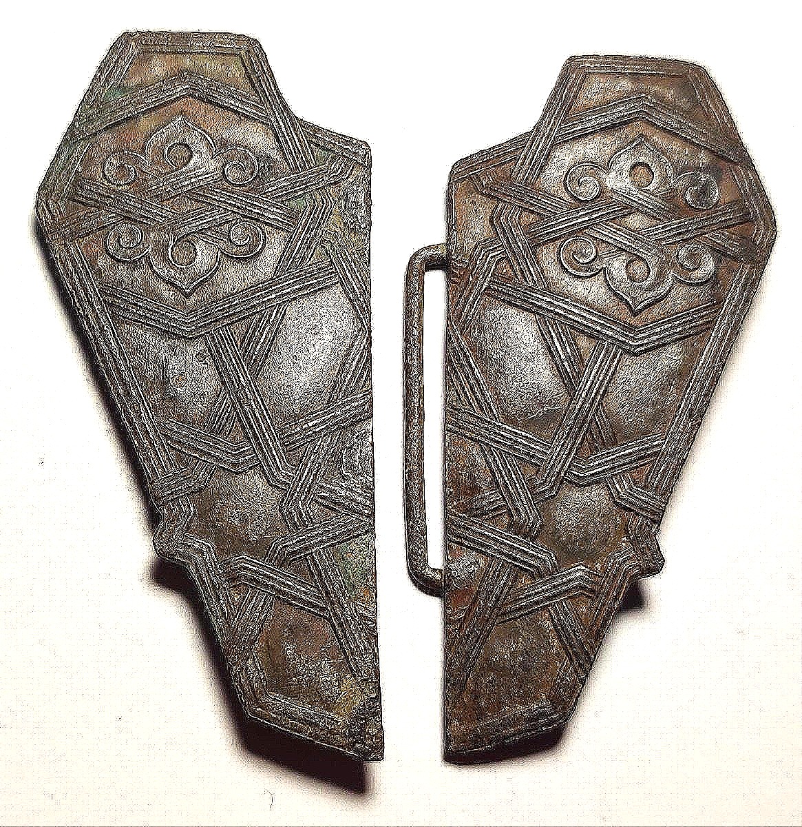 Boucle de ceinture Viking en cuivre et argent