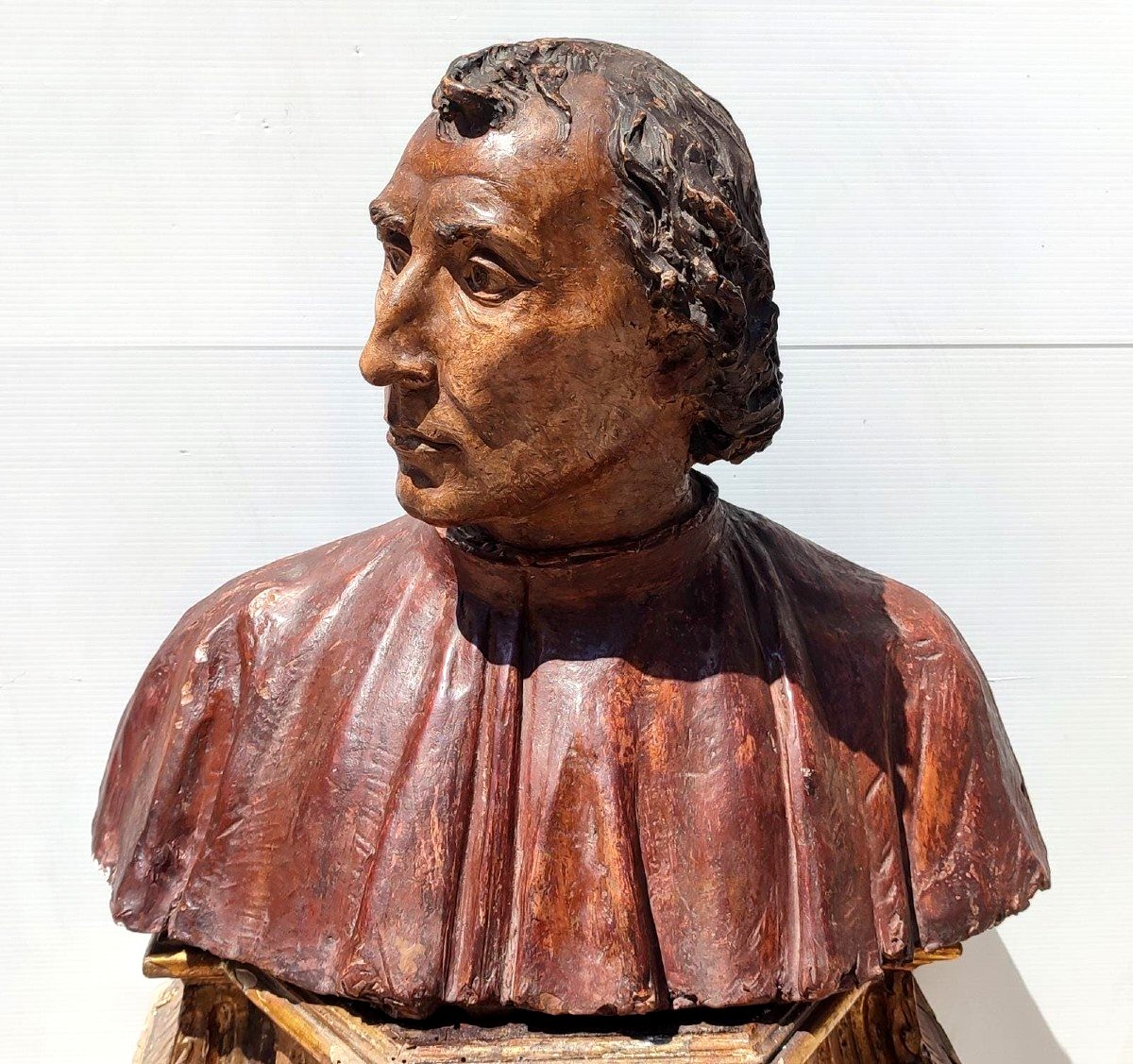  Giovanni Bastianini - Buste en terre cuite représentant un membre de la famille de Médicis-photo-2