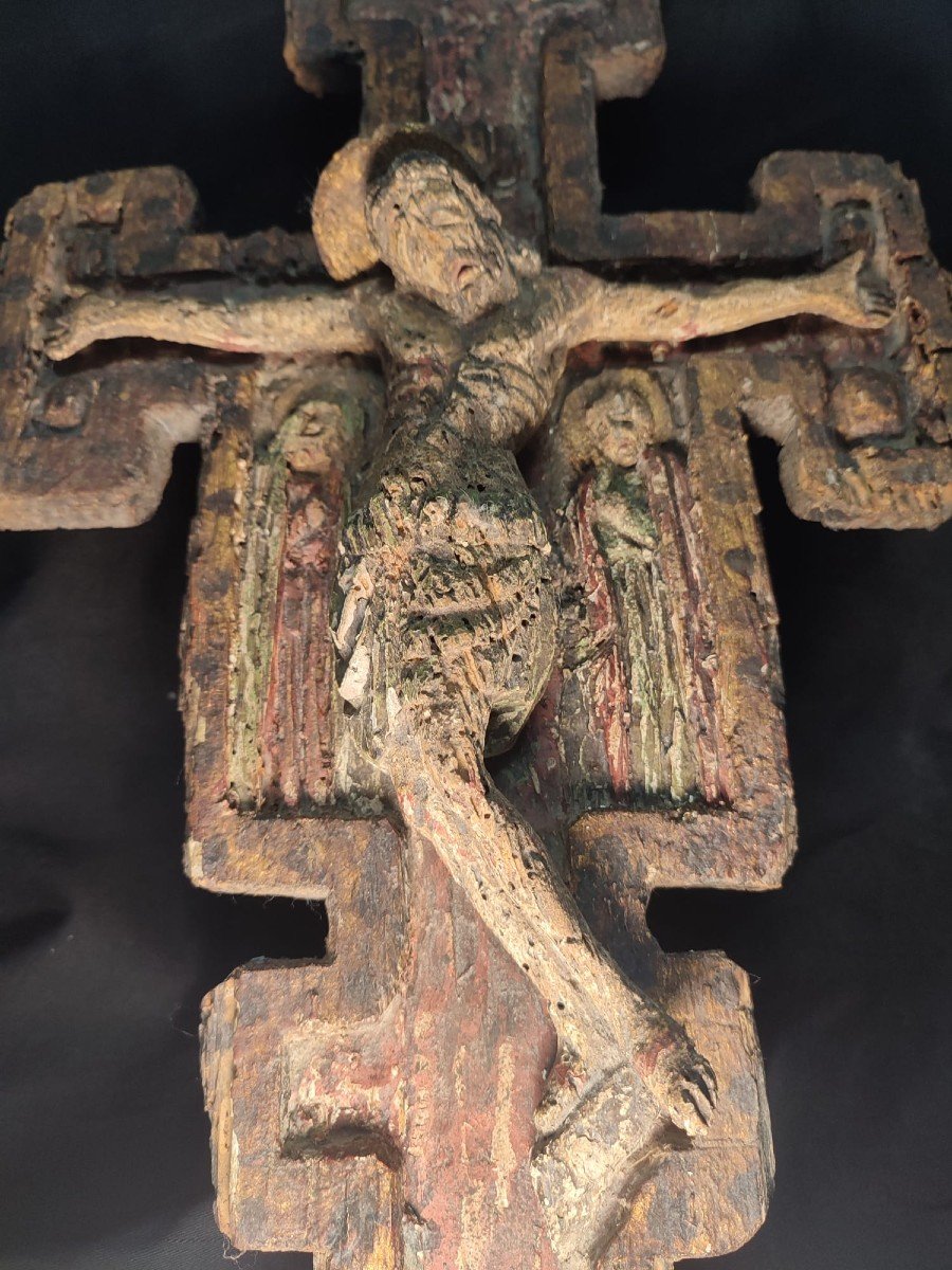 Carved And Painted Cross 12th-13th Century-photo-2