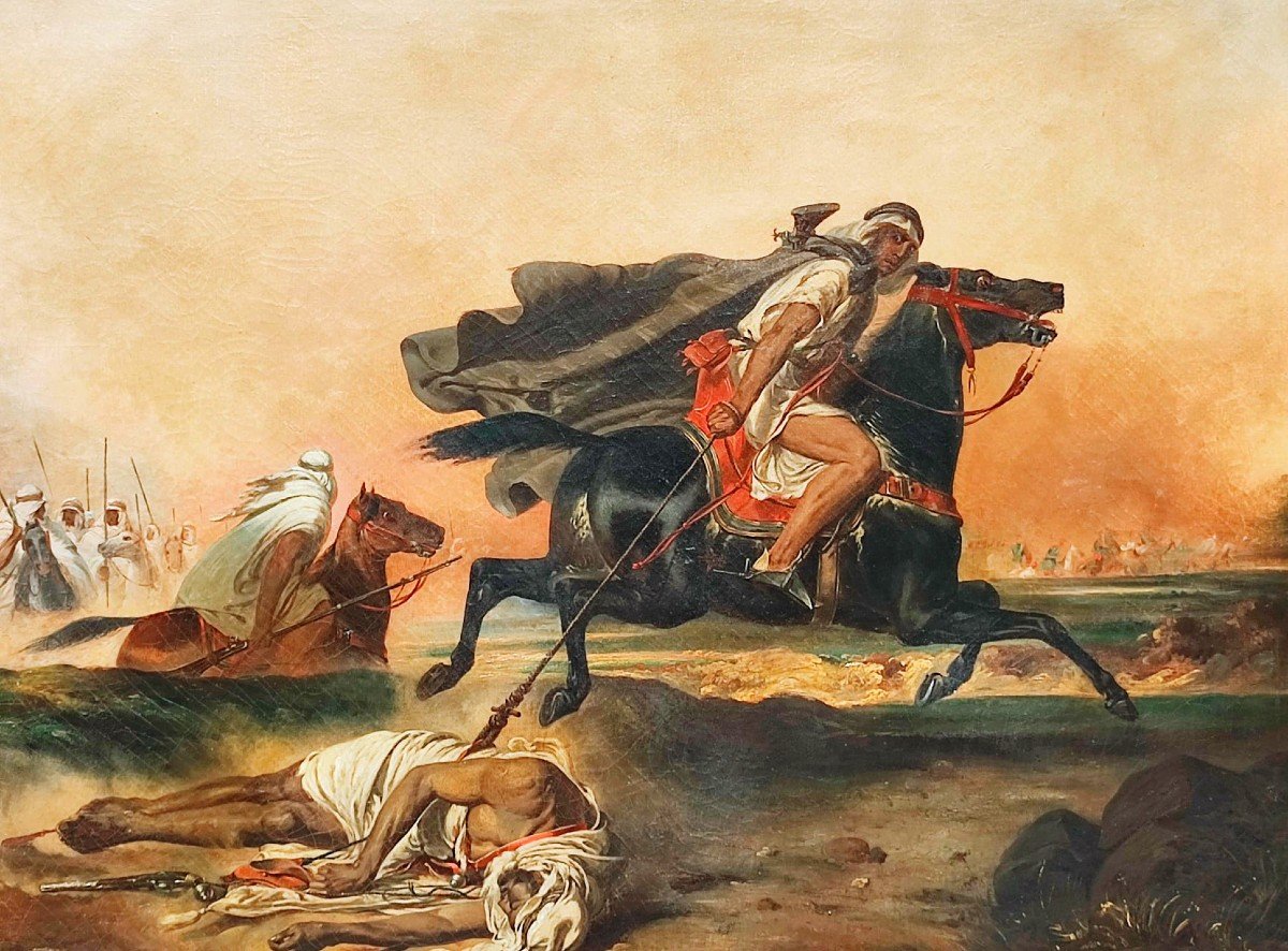Orientalist Extinguishing It, In Oil On Canvas Of Original Cm.80x105.