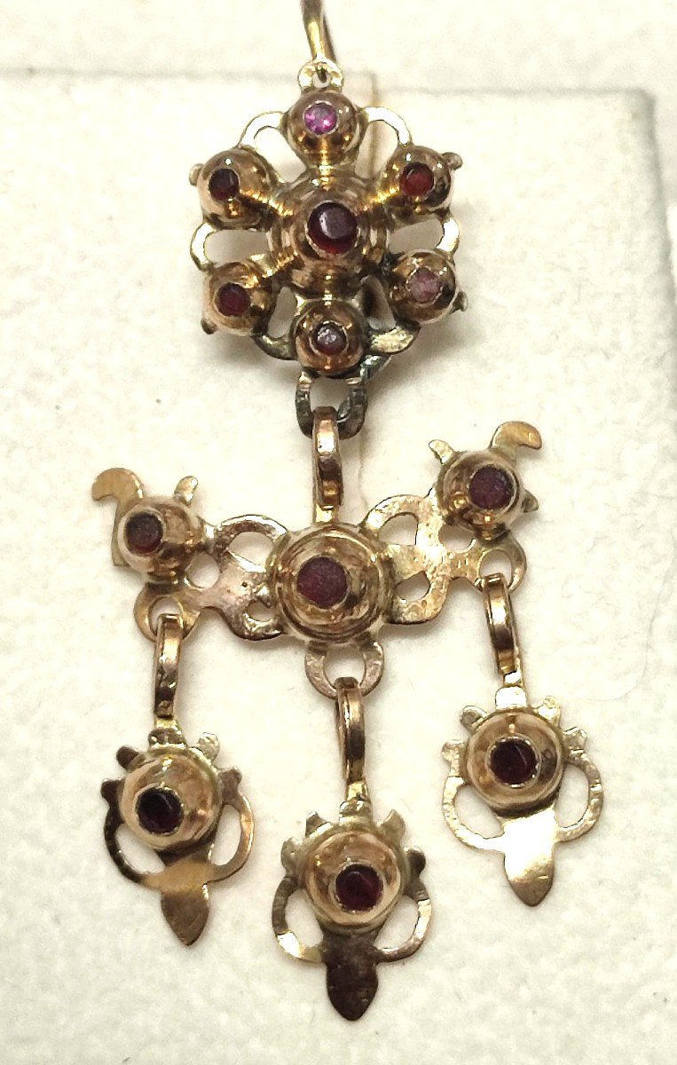 Gold And Garnet Earrings Sicily - XVIII Century.-photo-3