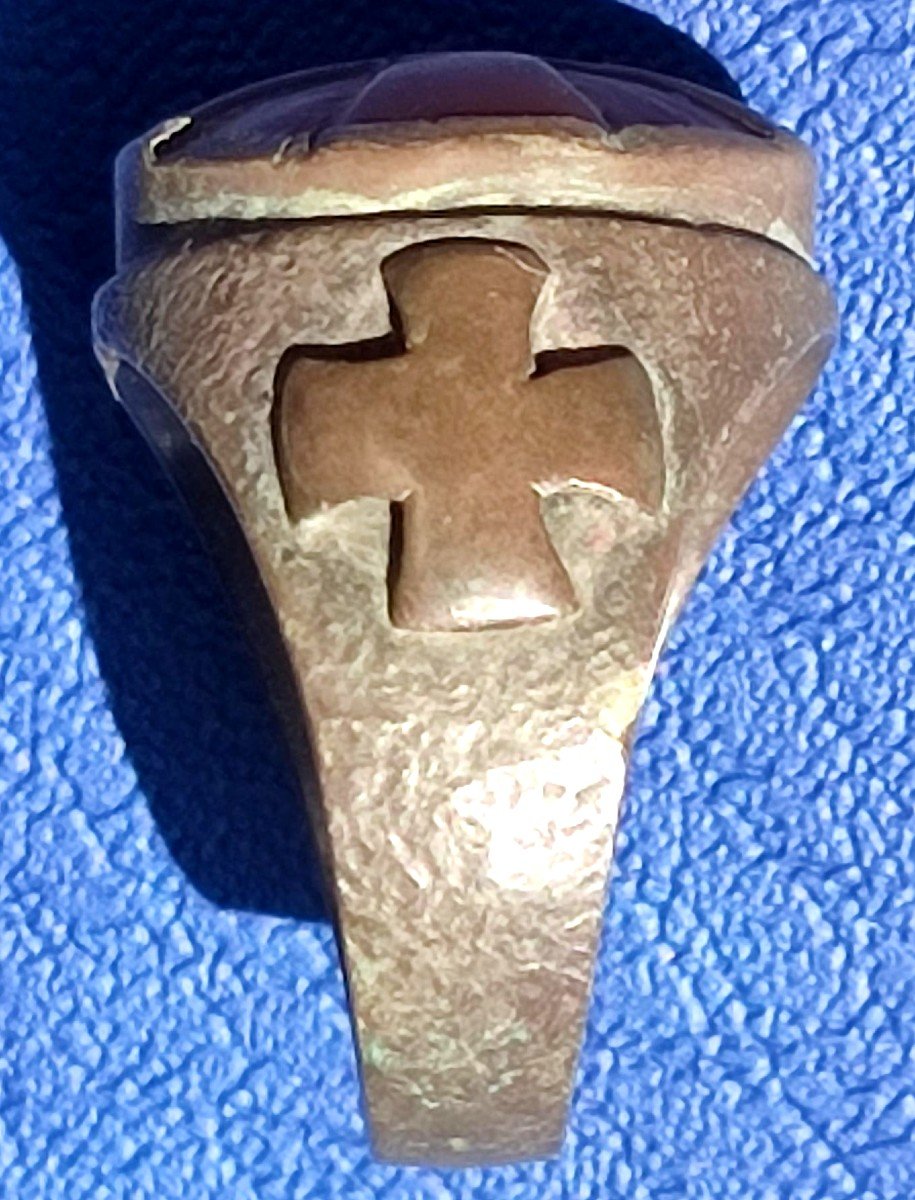Very Rare Silver Knight Templar Ring With Cameo Carved In Carnelian. Sicily Sec.xii-xiii-photo-4