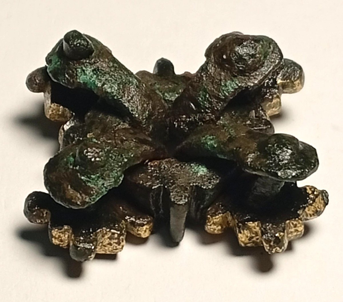  Decoration Of The Order Of The Holy Cross. Gold-plated Bronze Cross, Sicily 1266-1282-photo-2