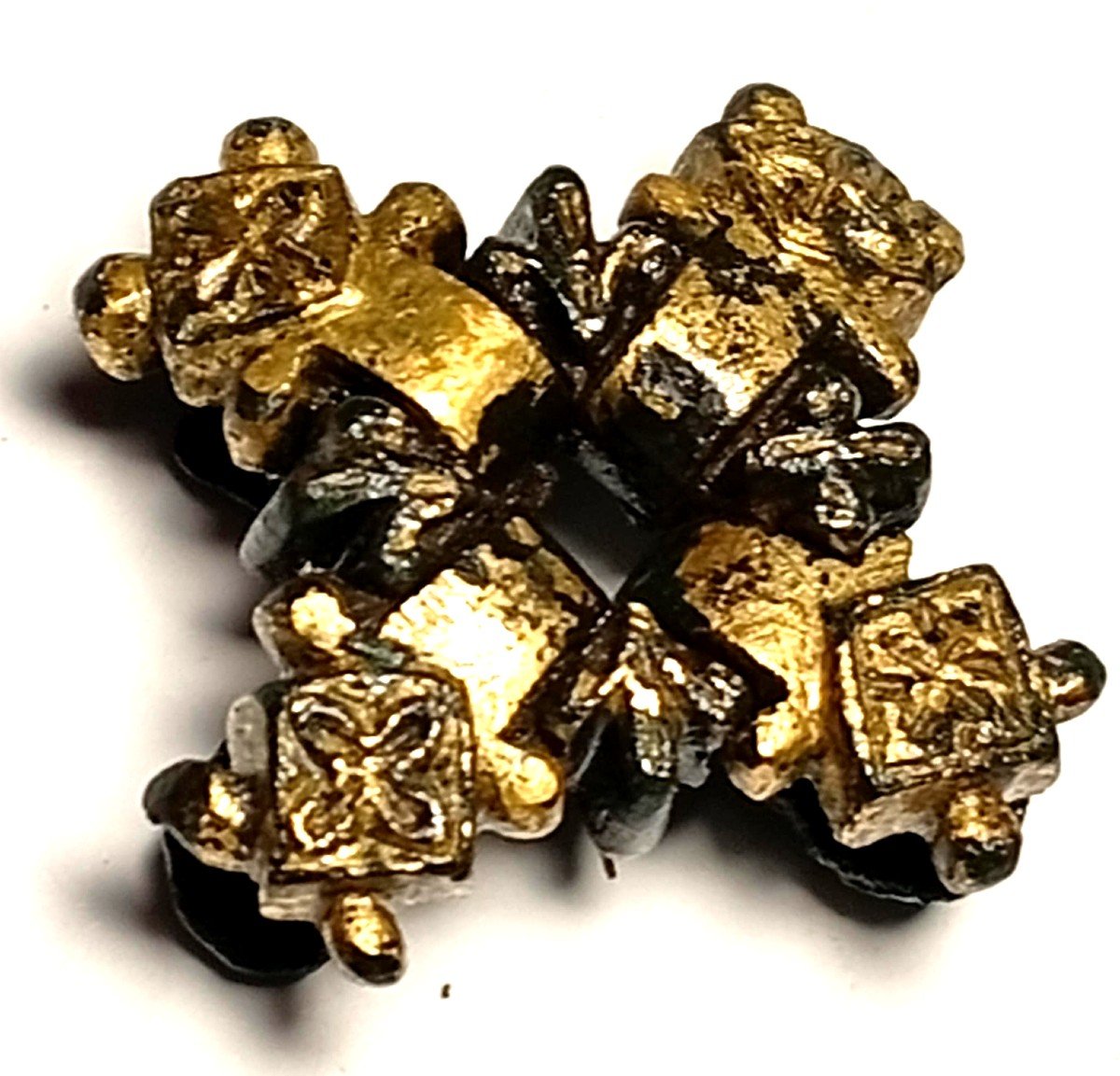  Decoration Of The Order Of The Holy Cross. Gold-plated Bronze Cross, Sicily 1266-1282-photo-3