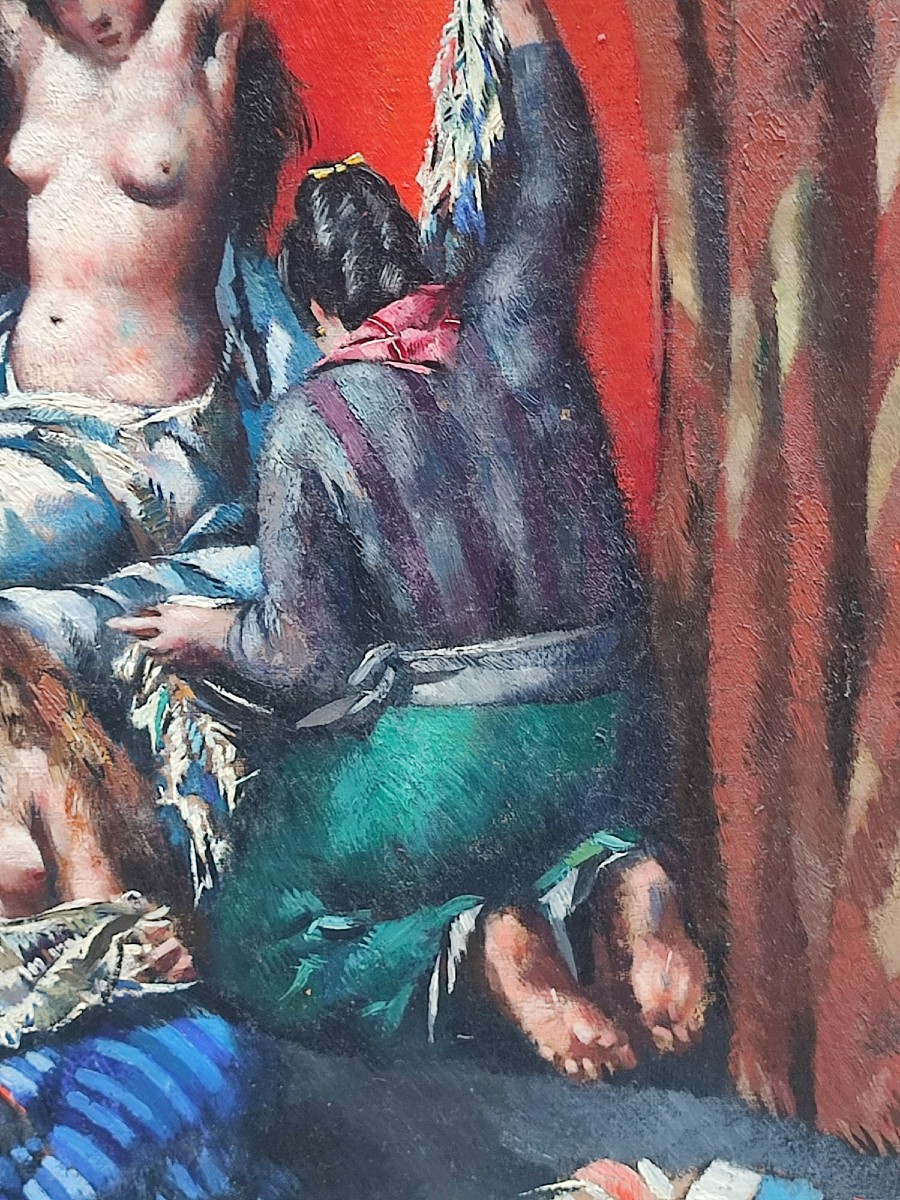 Primo Conti 1925- The Toilet In The Harem. (cm.71x51) Signed.-photo-3