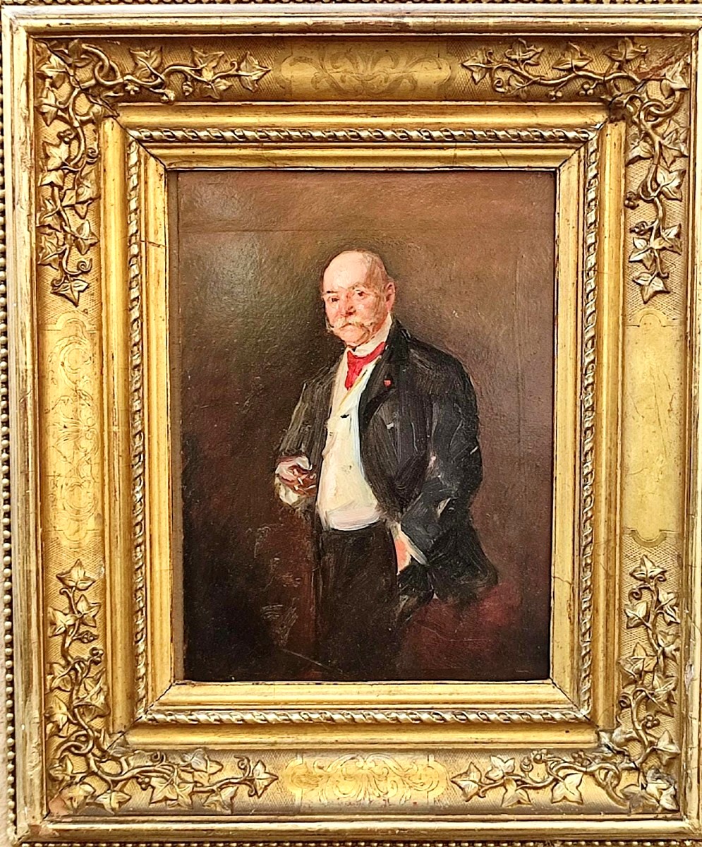 Giovanni Boldini    (1842 - 1931) « Autoportrait à la cigarette » Huile sur toile-photo-3