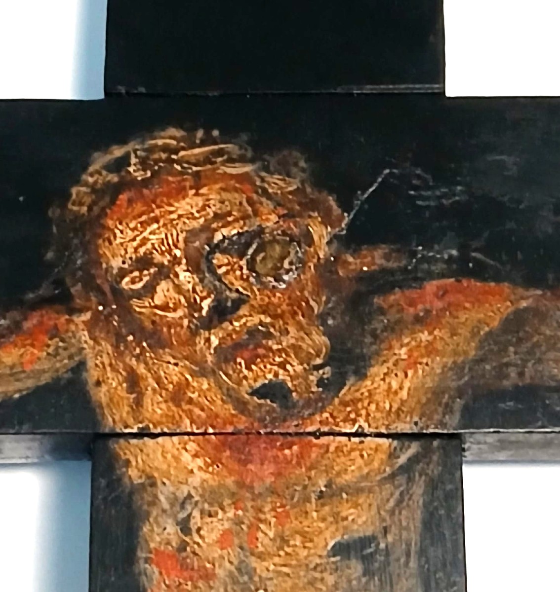 Painted Ebony Cross With Depiction Of Christ Sicily Or Spain, 17th Century-photo-2
