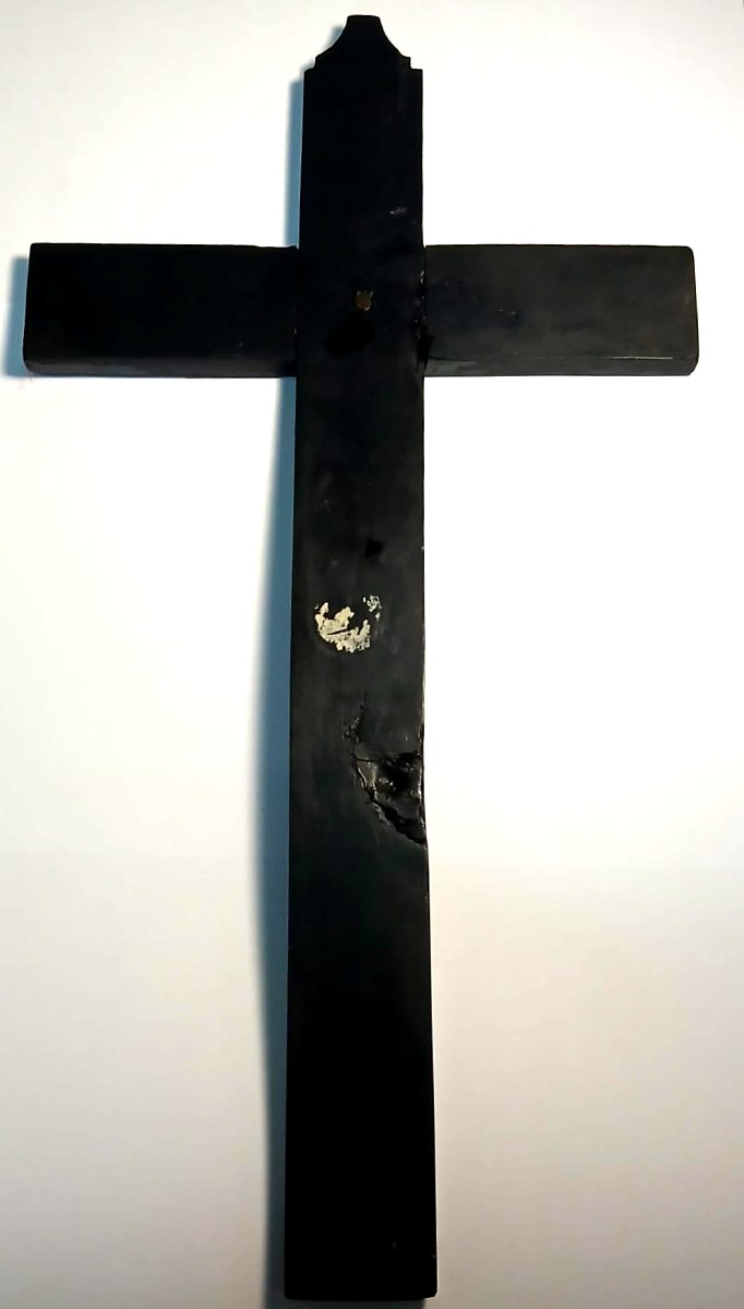 Painted Ebony Cross With Depiction Of Christ Sicily Or Spain, 17th Century-photo-4