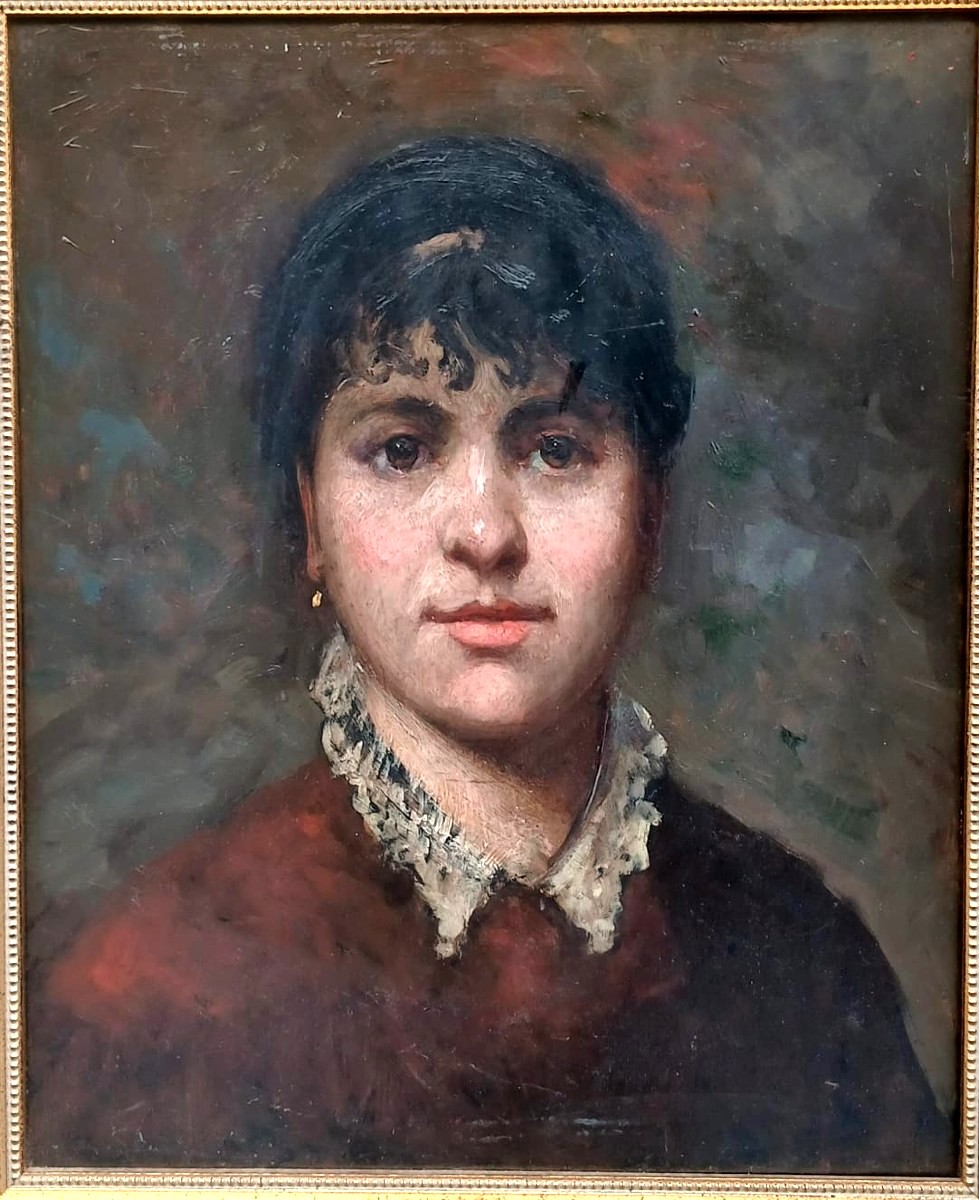 Portrait Of Giulia Fattori. Oil On Panel, Painted By The Macchiaiolo Master Around 1884.-photo-2