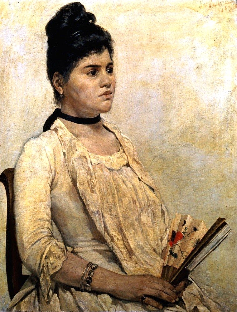  Portrait de Giulia Fattori. Huile sur panneau, réalisée par le maître Macchiaiolo vers 1884.-photo-2