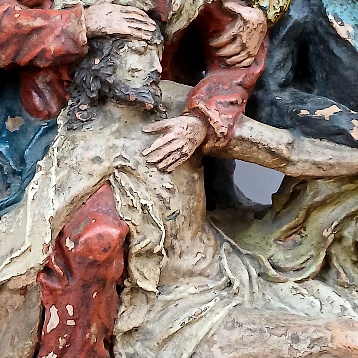 'lamentation Over The Dead Christ' Polychrome Sculpture Signed 'antonio Dalrè' 1627.-photo-2