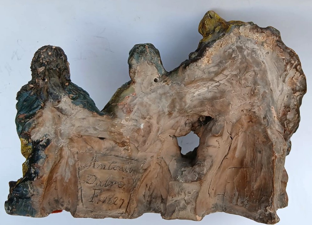 'lamentation Over The Dead Christ' Polychrome Sculpture Signed 'antonio Dalrè' 1627.-photo-4