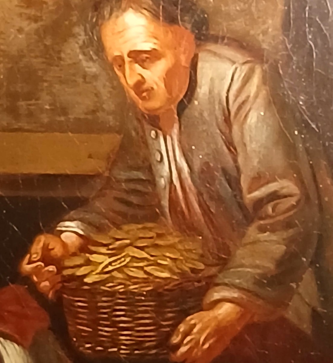 Jean Baptiste Greuze 'the Pea Feast' 38 X 46 Cm. Signed Work.-photo-3