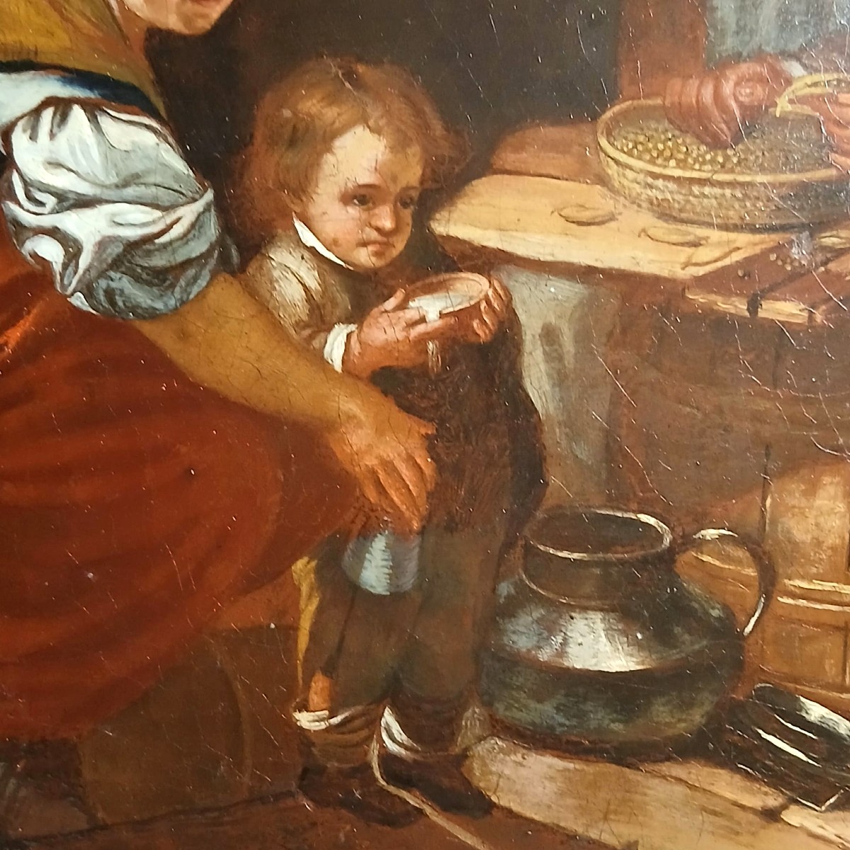 Jean Baptiste Greuze 'the Pea Feast' 38 X 46 Cm. Signed Work.-photo-3
