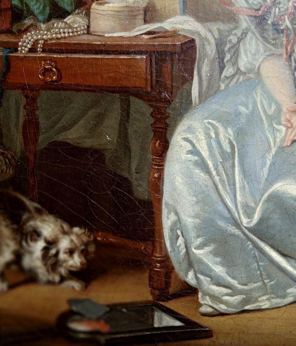 Jean Baptiste Greuze 'Lo Specchio Rotto' una delle repliche di bottega del famoso dipinto. -photo-2