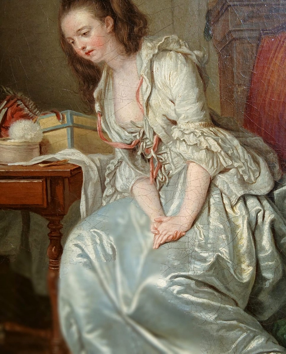 Jean Baptiste Greuze 'Lo Specchio Rotto' una delle repliche di bottega del famoso dipinto. -photo-1