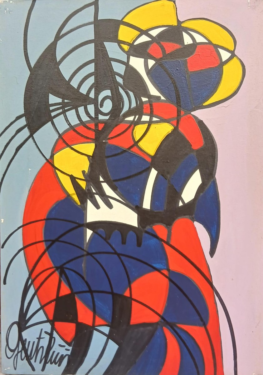  Aldo Gentilini, Pair Of Acrylics On Canvas. Vintage, 1960s - 100x70 Cm.-photo-3