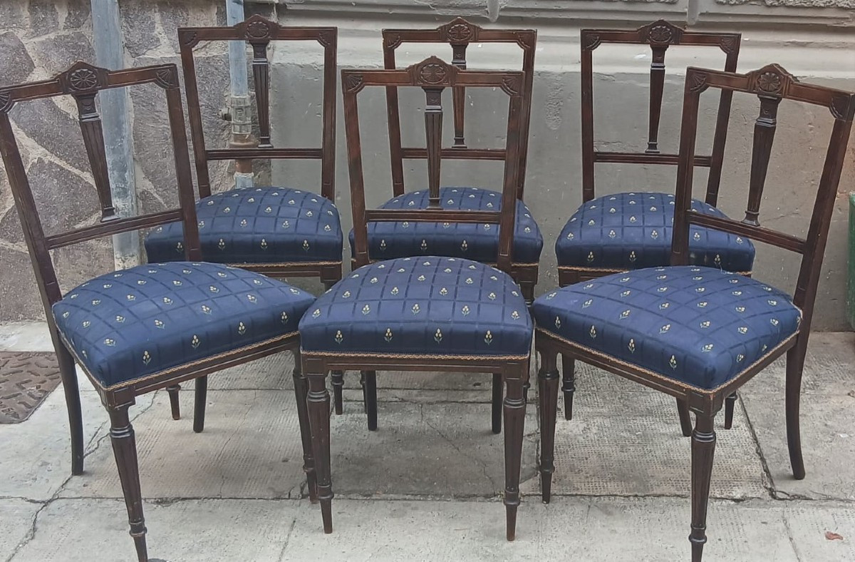 Ensemble de six chaises Édouard VII en bois massif-photo-2