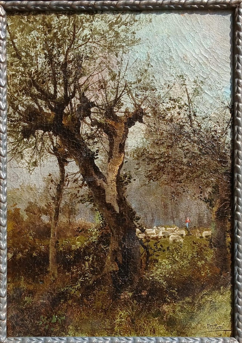 Michele Catti 'L'arbre fendu' Huile sur toile 1880-90 cm.69x48 -photo-2