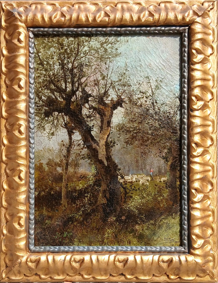 Michele Catti 'L'arbre fendu' Huile sur toile 1880-90 cm.69x48 