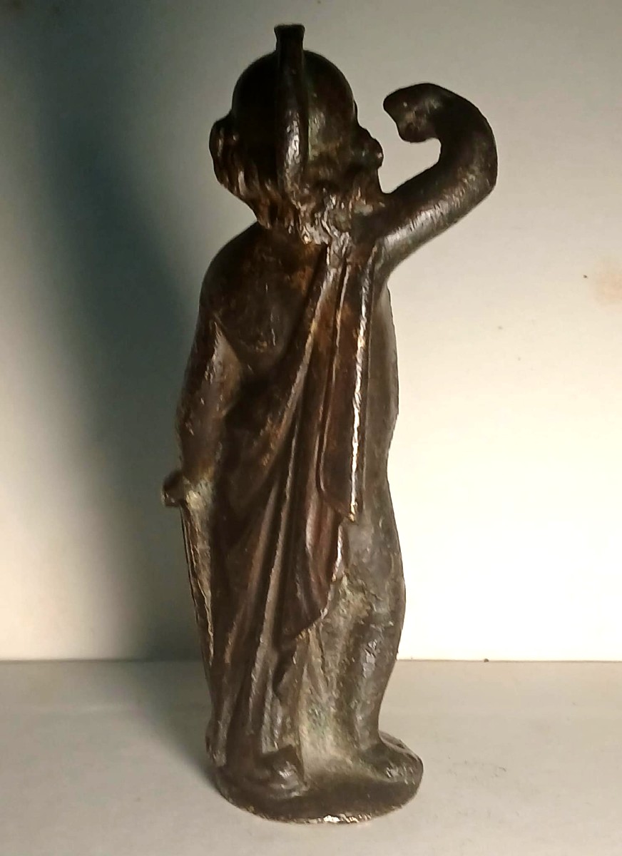 "Mars Enfant" Petite sculpture de la Renaissance en bronze à patine brune. Padoue, XVIe siè-photo-4