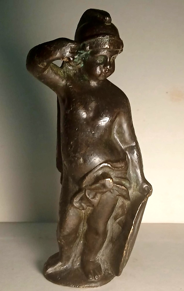 "Mars Enfant" Petite sculpture de la Renaissance en bronze à patine brune. Padoue, XVIe siè-photo-4