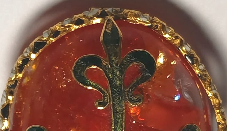 Gold Enameled Amulet Pendant With A French Fleur-de-lis And A Calcite Cabochon,sunstone', XVI C-photo-4