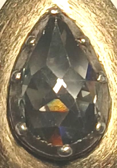 Half-carat Faceted Pear-shaped Pure Diamond, Set In 2.2g Gold - 1960s-1970s-photo-2
