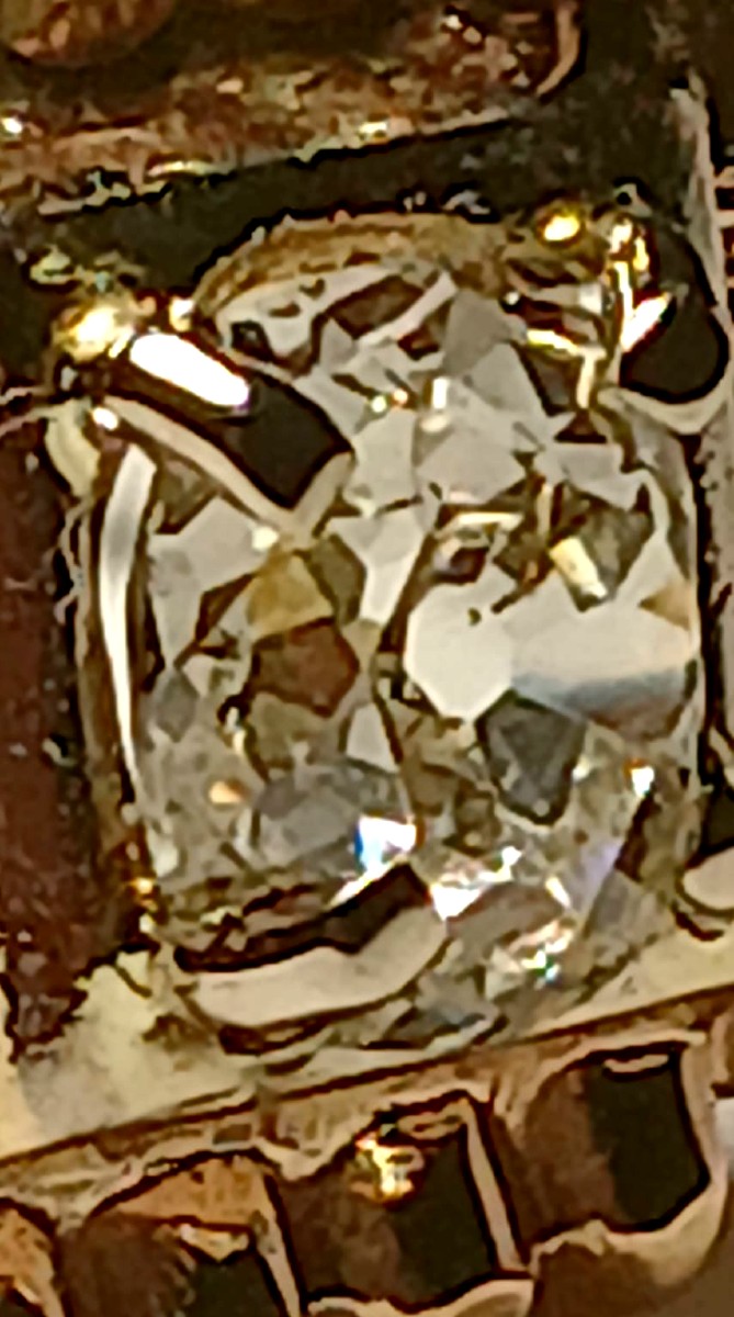 Anello art Decò in oro a due colori e brillante bianco a cuscino di kt. 0,50.-photo-2