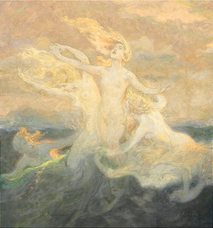 Walter Crane, "the Dance Of The Sirens." Oil On Canvas, Signed, Executed In Munich In The 900'-photo-2