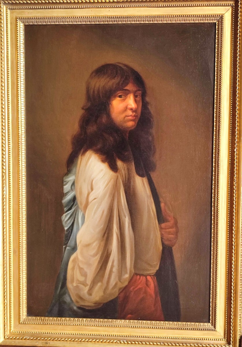 Charles le Brun, vingt ans. Autoportrait de jeunesse, cheveux longs et flottants. -photo-3