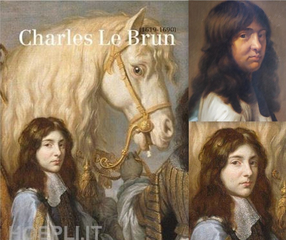 Charles le Brun, vingt ans. Autoportrait de jeunesse, cheveux longs et flottants. -photo-1